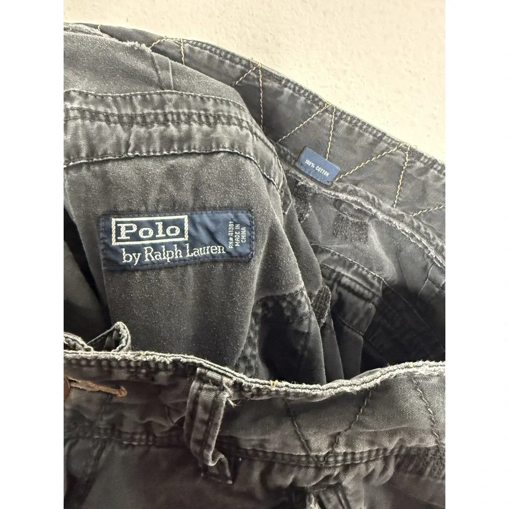Vintage Polo Ralph Lauren Military Cargo Pants Mens  Charcoal Black Size 34 Flaw